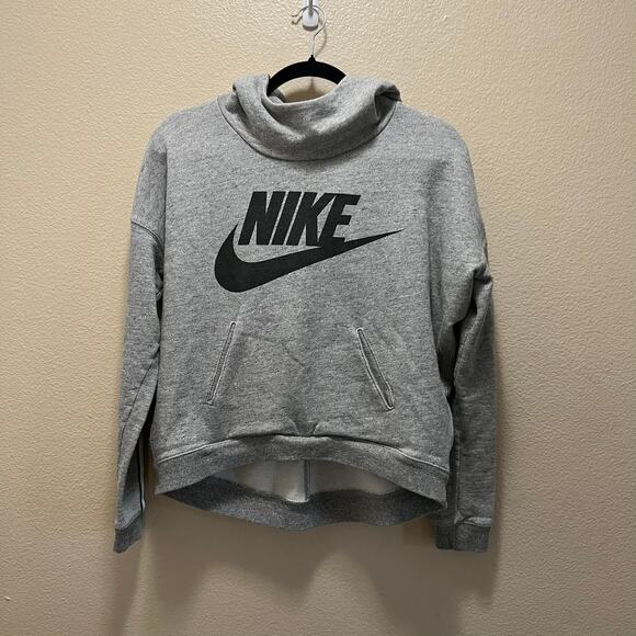 Nike Sweatshirt Hoodie Jacket Gray Fleece Cotton Pullover Sportswear Sz XS - Picture 2 of 8